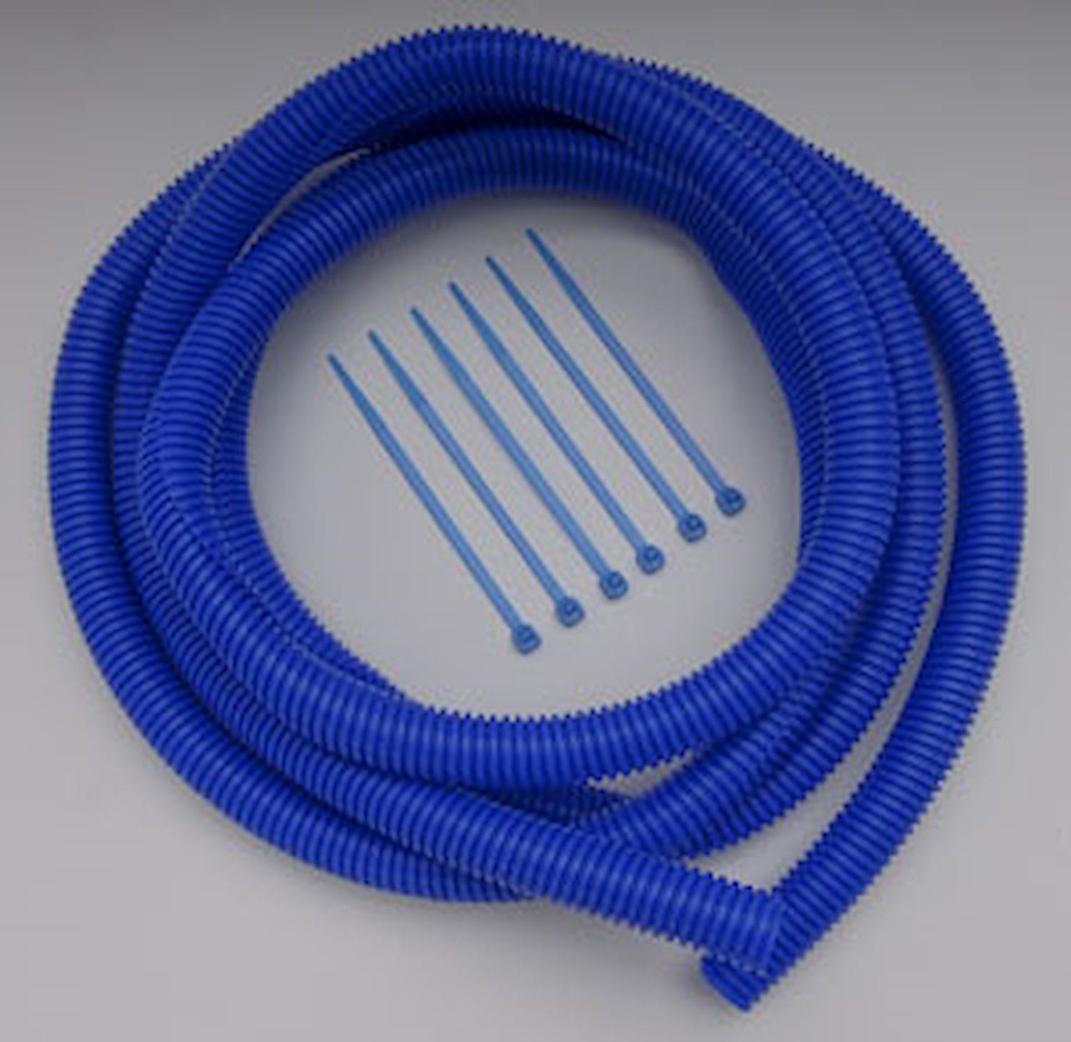 Convoluted Tubing with Tie Straps Blue