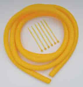 Convoluted Tubing with Tie Straps Yellow