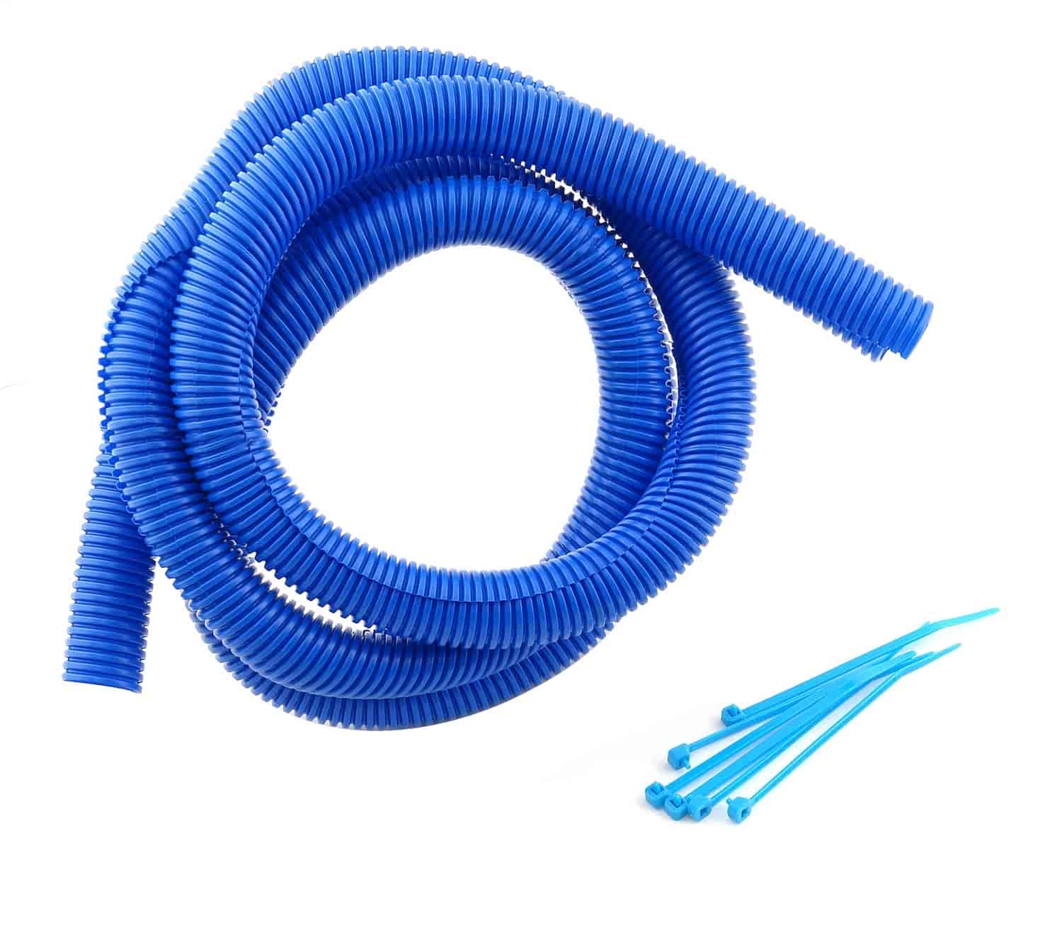 Convoluted Tubing with Tie Straps Blue