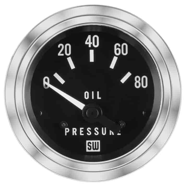 Deluxe-Series Oil Pressure Gauge, 2-1/16 in. Diameter, Electrical - Black Facedial