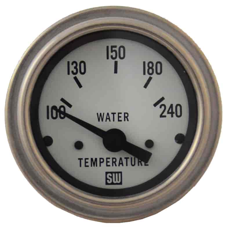 Deluxe-Series Water Temperature Gauge, 2-1/16 in. Diameter, Electrical - White Facedial