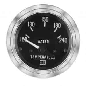 Deluxe-Series Water Temperature Gauge, 2-1/16 in. Diameter, Electrical - Black Facedial