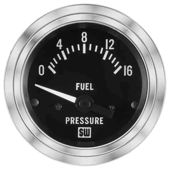 Deluxe-Series Fuel Pressure Gauge, 2-1/16 in. Diameter, Electrical - Black Facedial