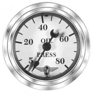 Wings-Series Oil Pressure Gauge, 2-1/16 in. Diameter, Mechanical - White Facedial
