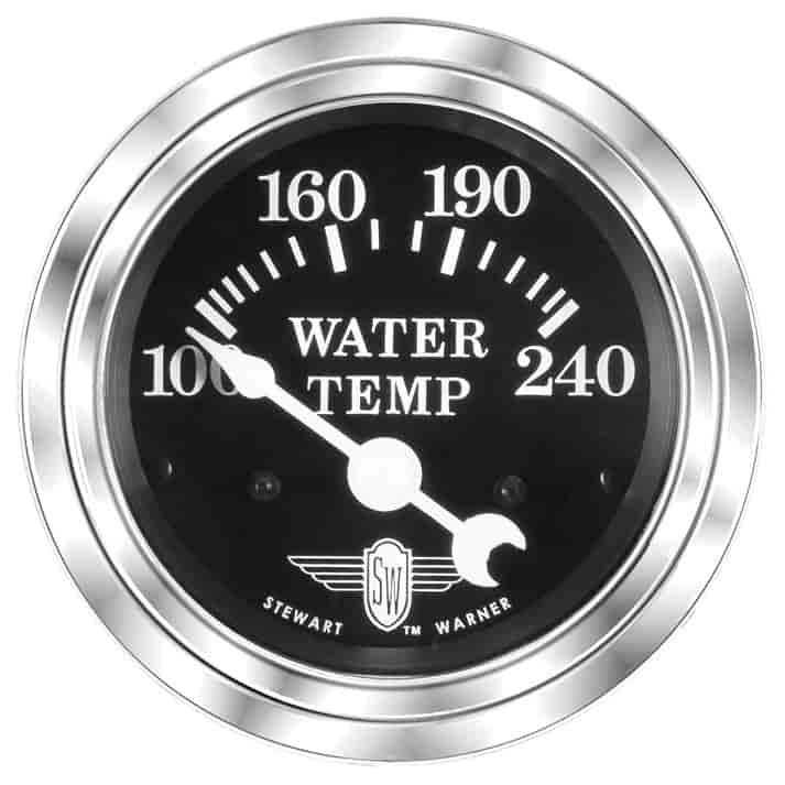 Wings-Series Water Temperature Gauge, 2-1/16 in. Diameter, Electrical - Black Facedial