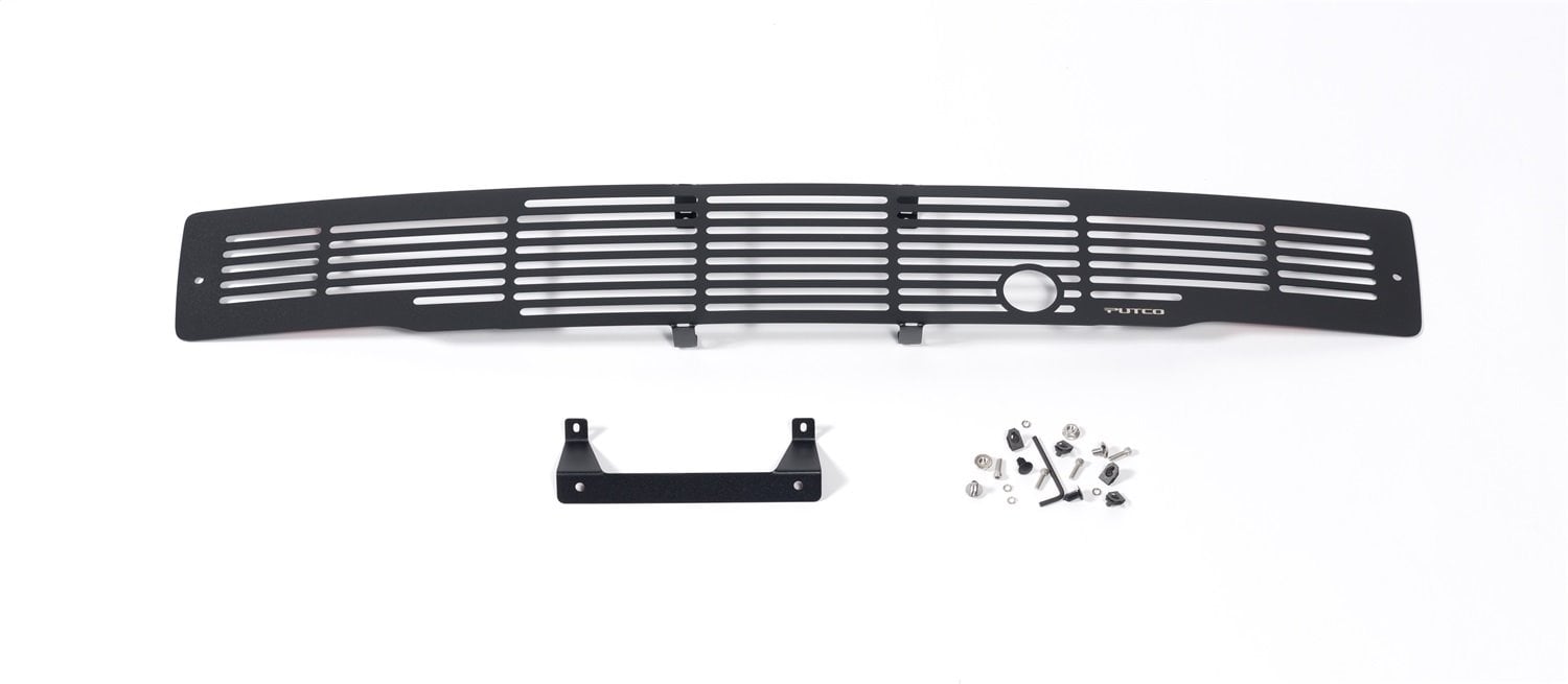 GRILLE Punch GRILLE Ford F150-Stainless Steel Black Bar Design with Heater Plug