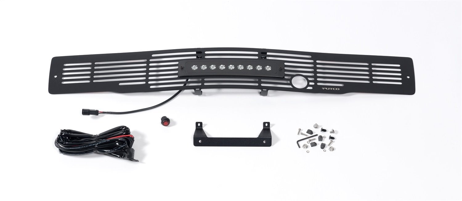 Luminix Light Bars Ford F150-Stainless Steel Black Bar Design with Heater Plug and 10 Luminix Light