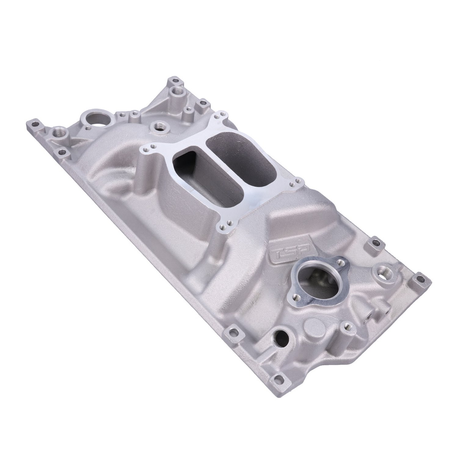 82007 Intake Manifold, Chevy Small Block Carb. Aluminum Dual Plane, Polished
