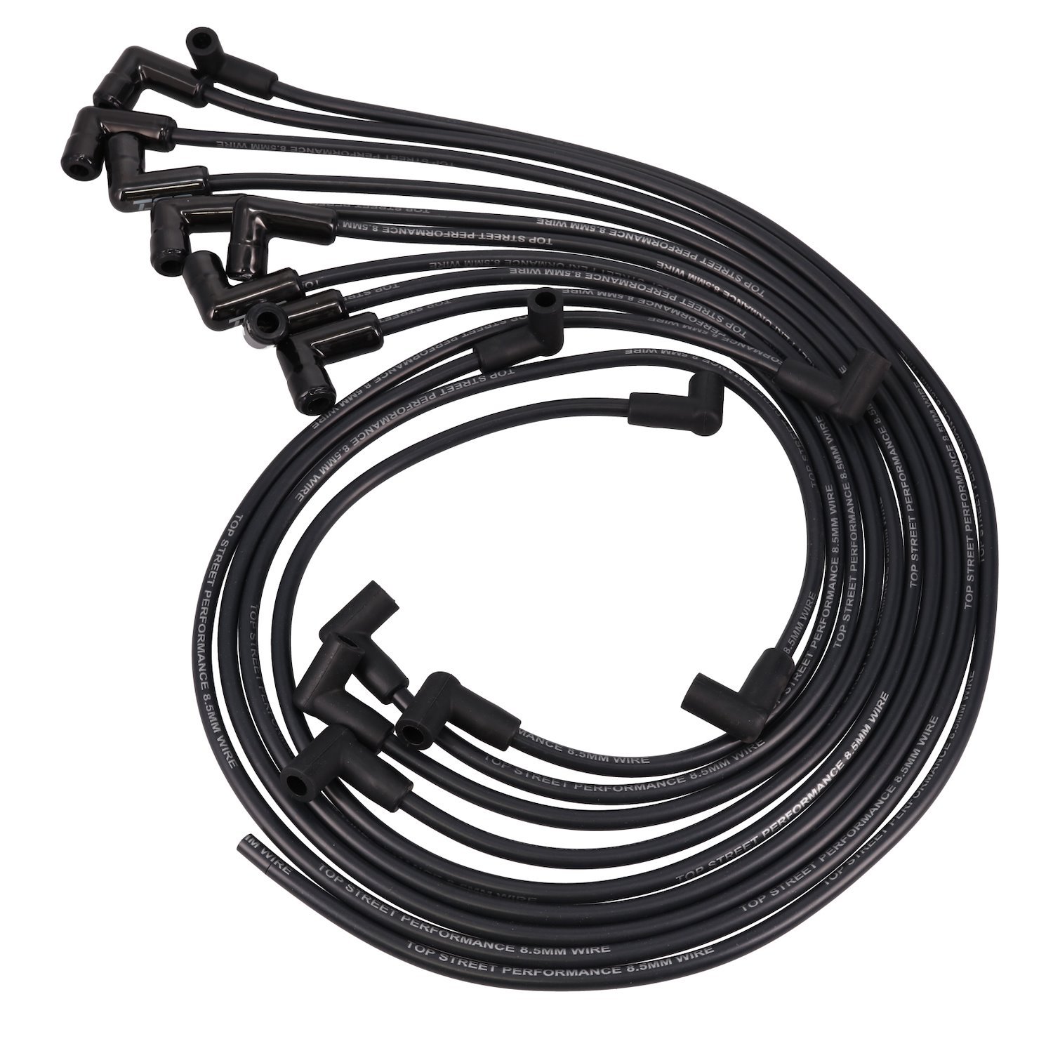 88091BCE Chevy SB Under Header Wires, 8.5mm Black, 90-Degrees Black Ceramic Plug Boots