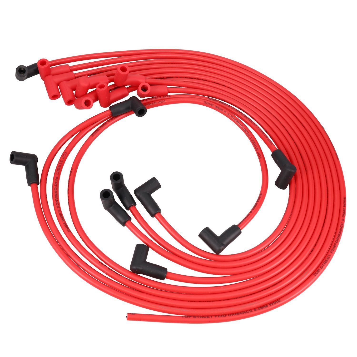 88291 Chevy Small Block Under Header Wires, 8.5mm Red, 90-Degrees Plug Boots