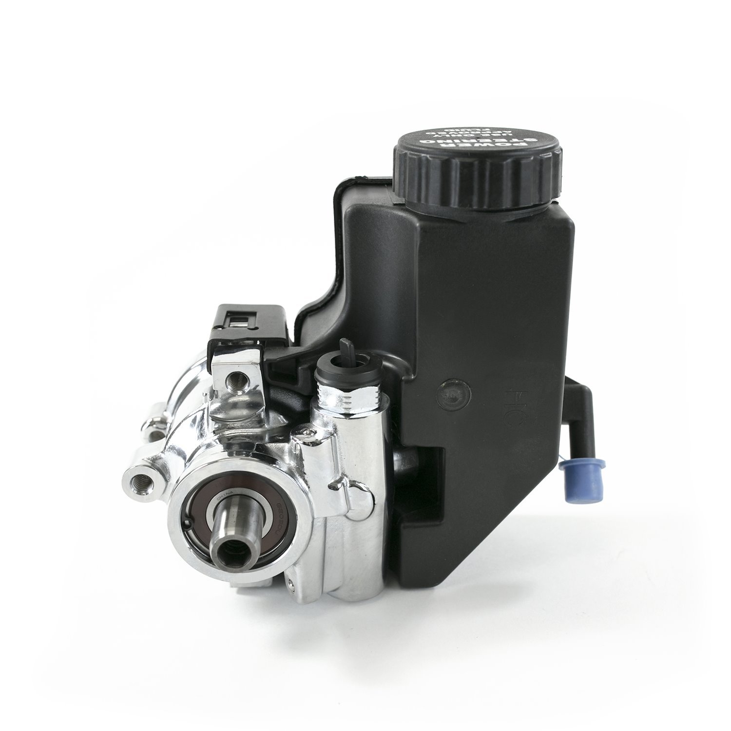 JM2011C Power Steering Pump, GM Type 2, Saginaw TC Series, w/ Integral Reservoir Chrome