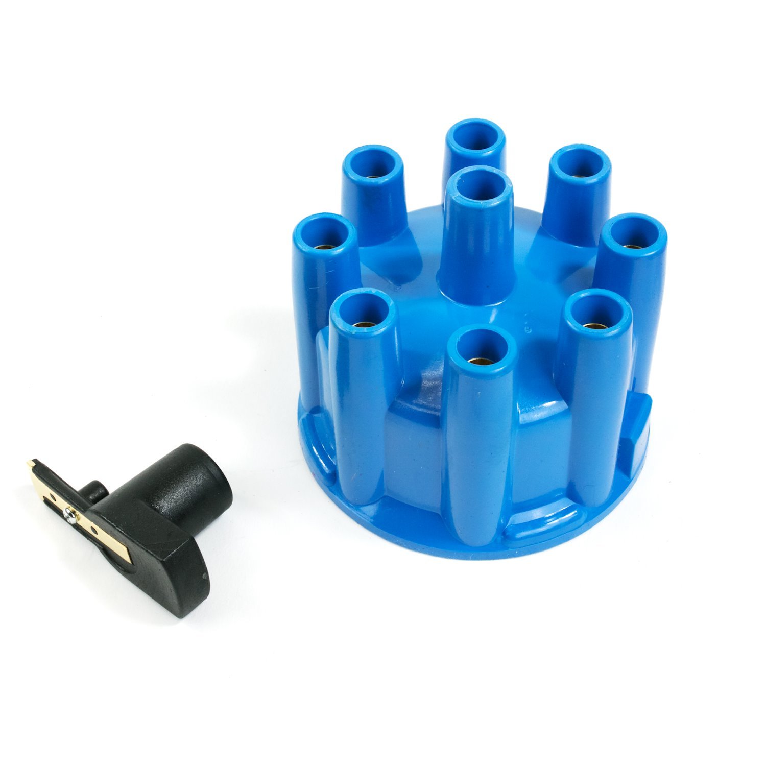 JM6972BL Pro Billet & Ready-to-Run Distributor Cap and Rotor Kit, 8 Cyl Female, Blue
