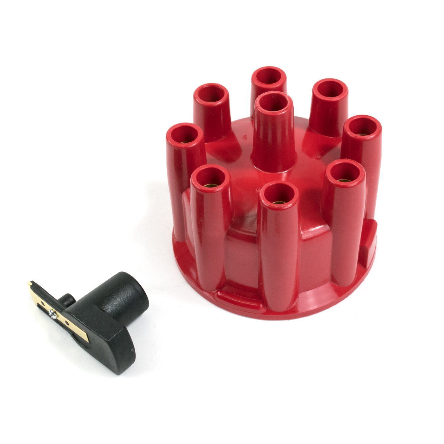 JM6972R Pro Billet & Ready-to-Run Distributor Cap and Rotor Kit, 8 Cyl Female, Red