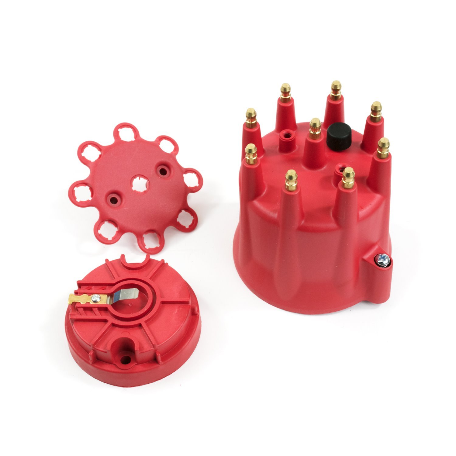 JM6973R Pro Series Distributor Cap and Rotor Kit, 8 Cylinder Male, Red