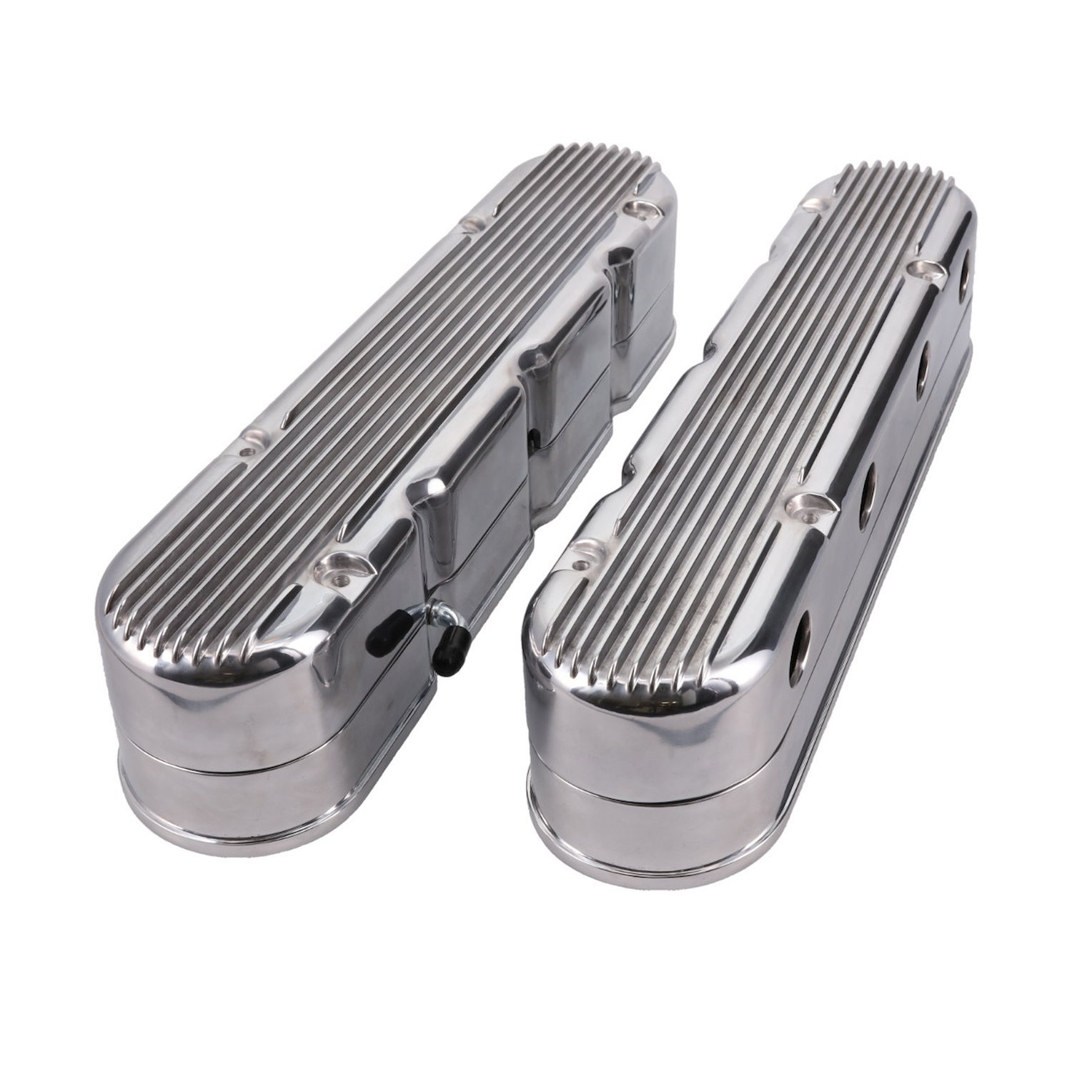 JM8082-2P Valve Covers, Finned Cast Alum., w/ Coil Covers LS, Polished