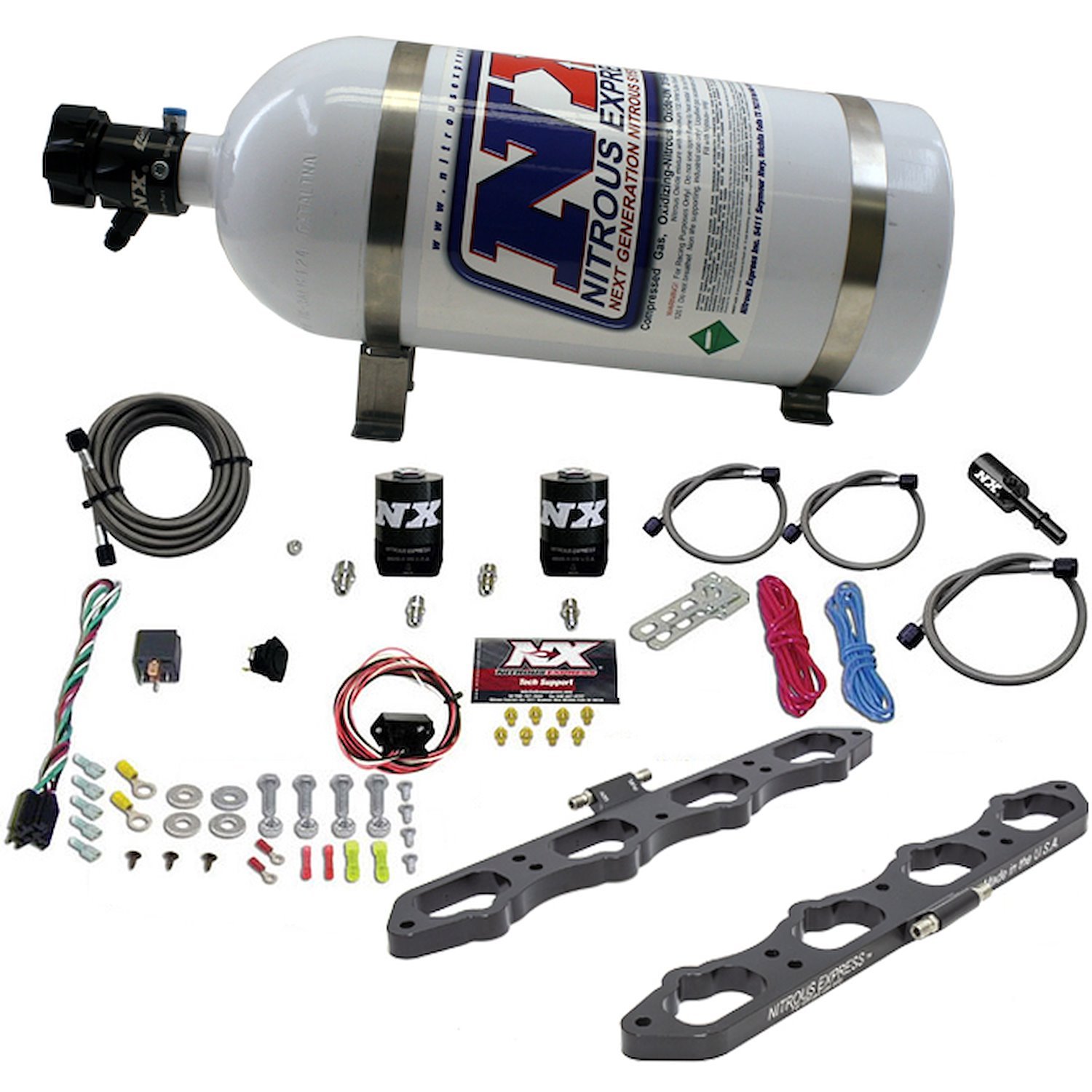 Direct Port Nitrous Plate System fits Select Ford 5.0L Coyote Engines - 10 lb. Bottle