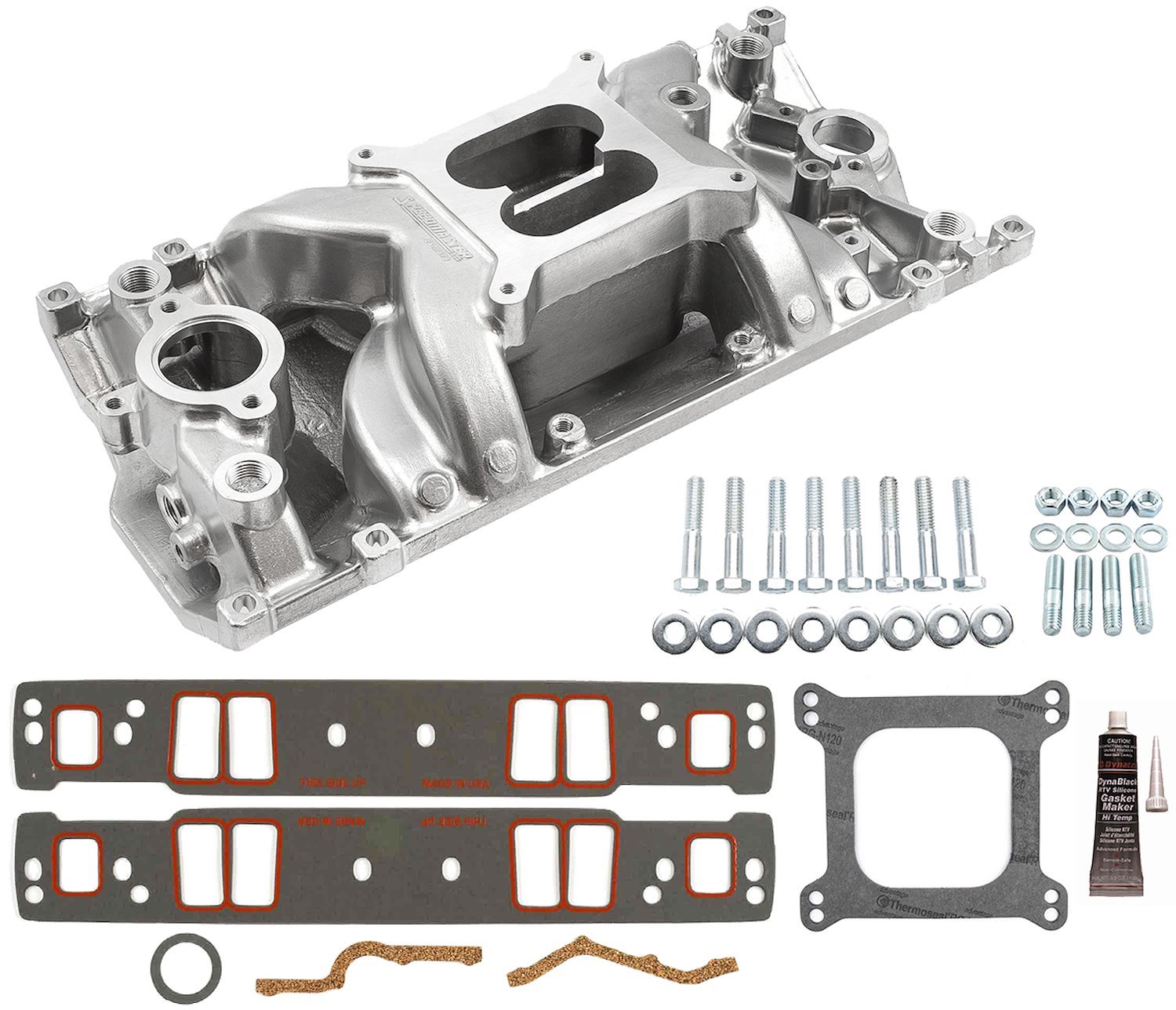 MidRise Air Intake Manifold Kit Small Block Chevy 350 Vortec - Machine Polished Finish