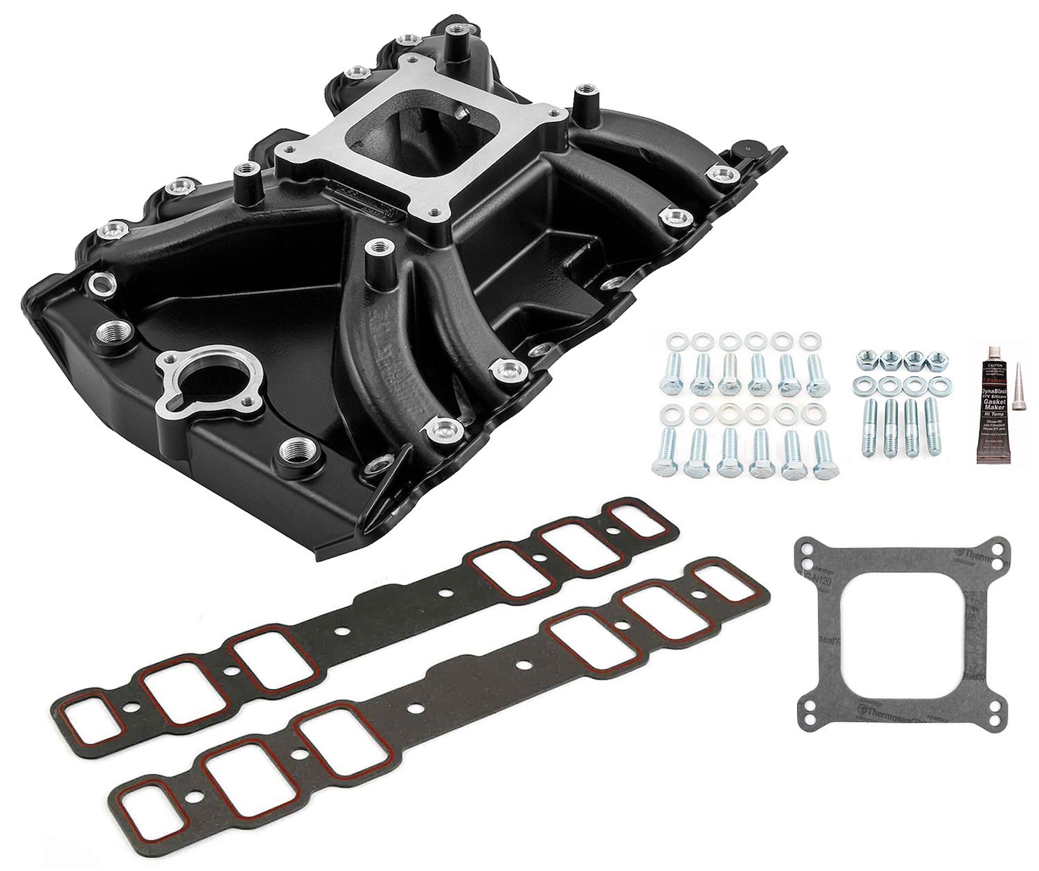 LowRise Intake Manifold Kit, Oldsmobile 400/425/455 ci - Black Finish