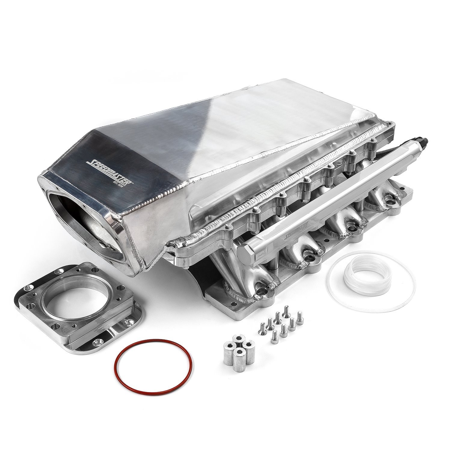 2-Piece Modular Low-Ram Air Intake Manifold Ford 5.0L Coyote, 98 mm Throttle Body Bore [Polished Finish]