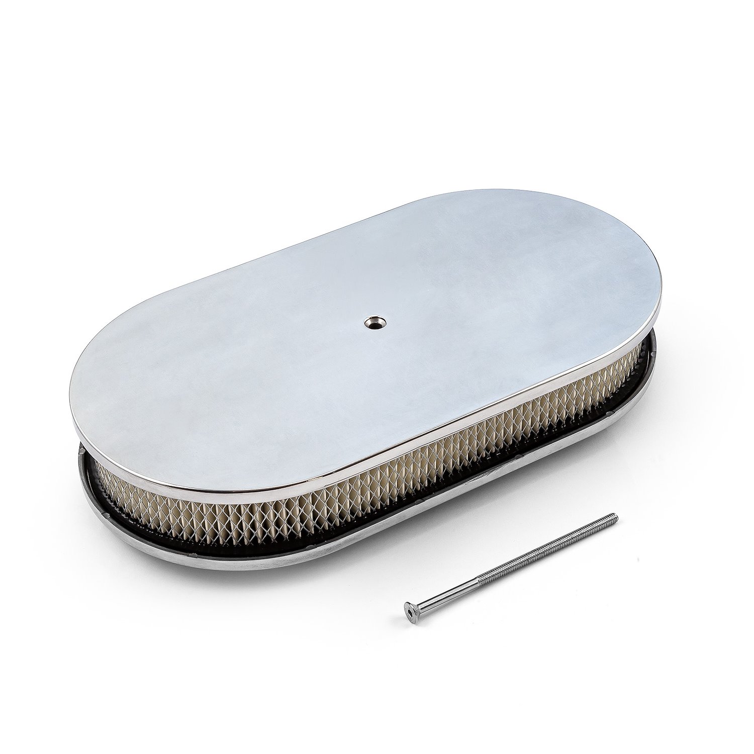 Oval Plain Polished Aluminum Air Cleaner Kit [15 in. L x 8-3/8 in. W x 2 in. H]