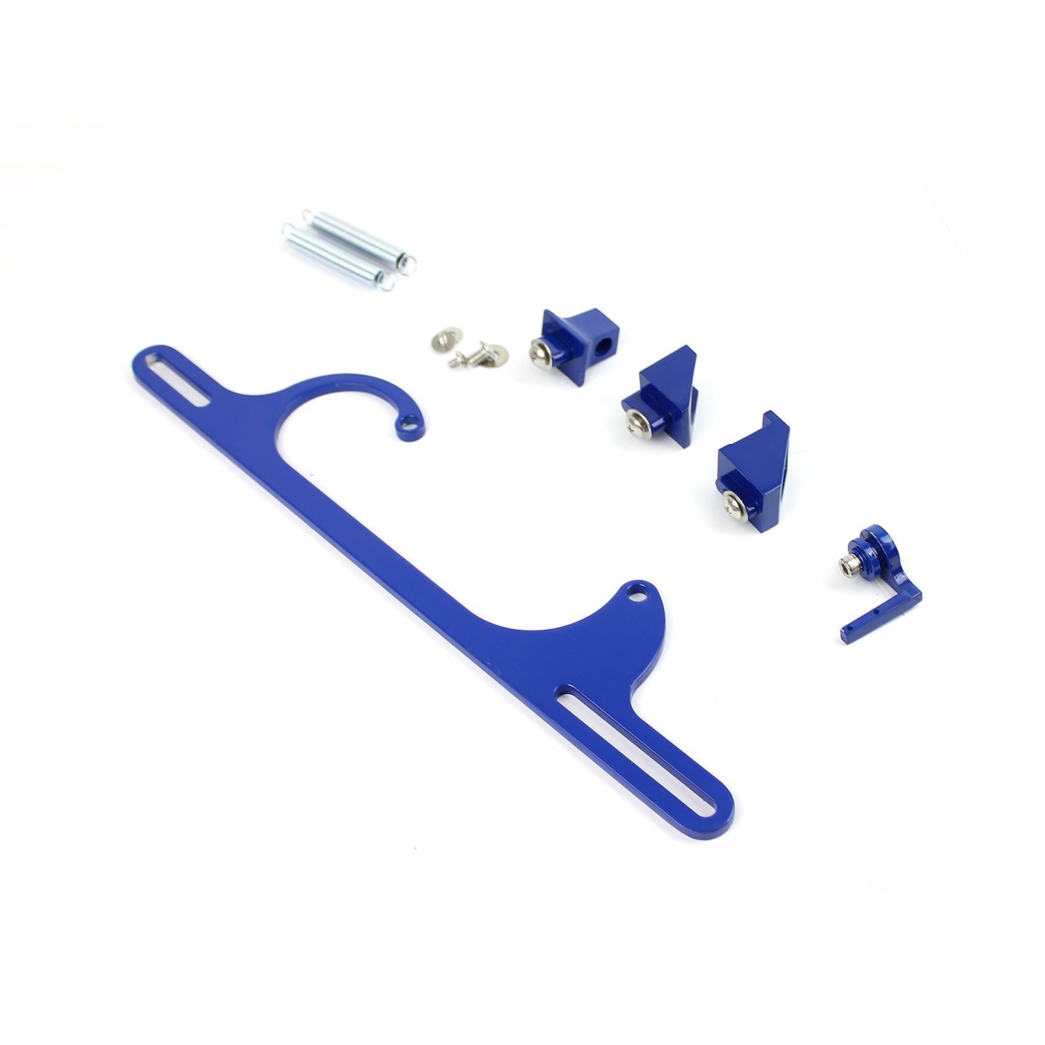 PCE124.1014.02 Carburetor Throttle Cable Bracket Kit w/ Return Springs [Billet Blue]