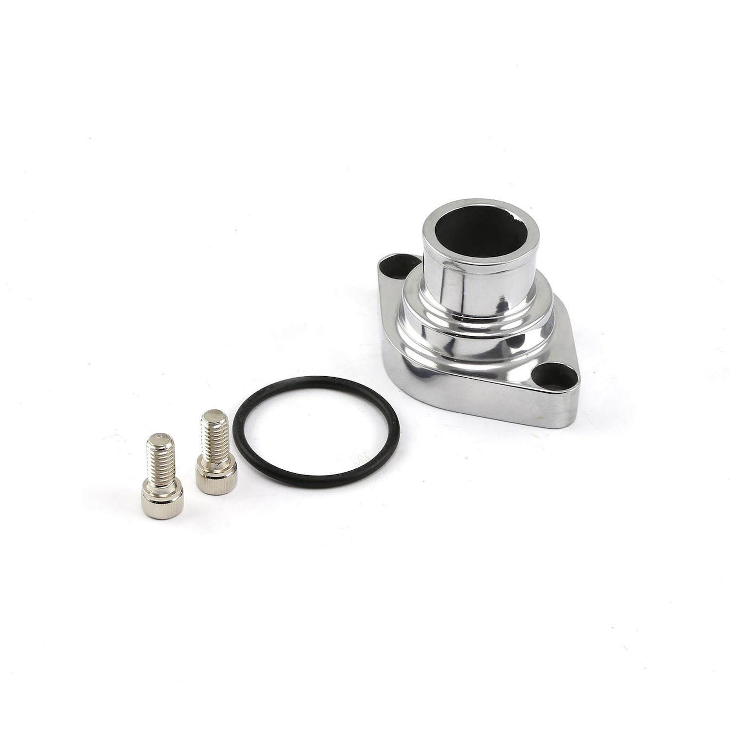 Thermostat Housing Water Neck Small Block Chevy 350, Straight-Up - Polished Aluminum Finish