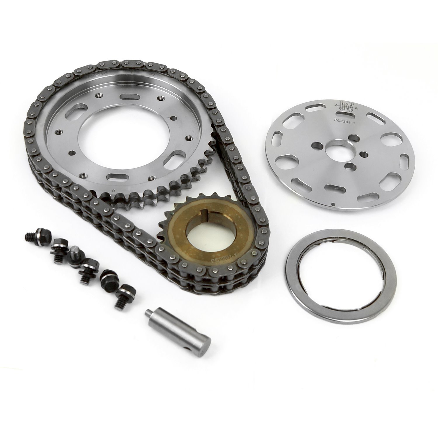 Chevy SBC 350 Double Roller 2pc Adj Billet Steel Timing Chain Kit