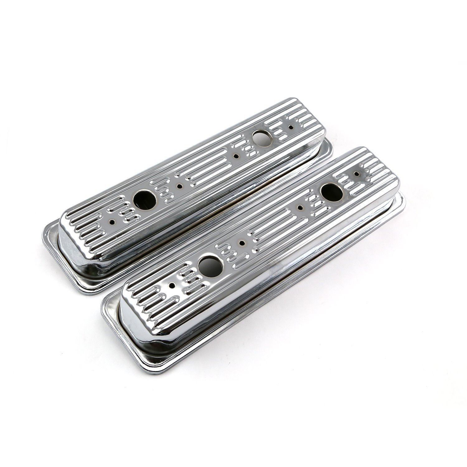 Center Bolt Stamped Steel Valve Covers - Short with 2 Holes Small Block Chevy 350