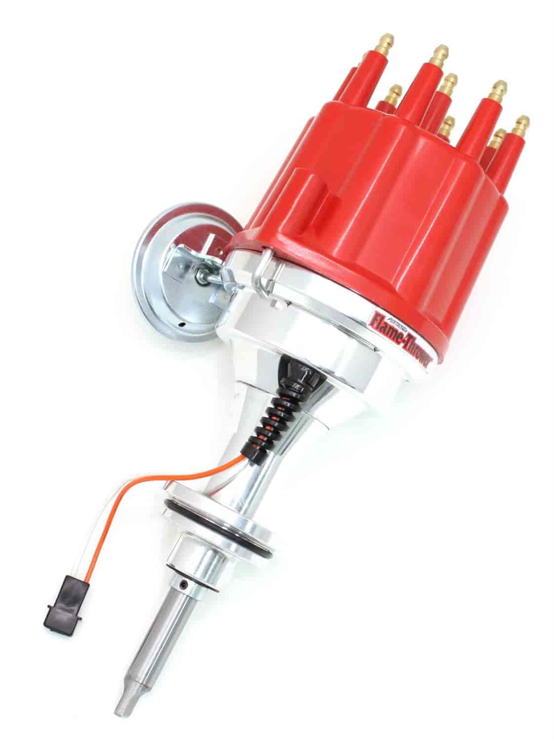 Flame-Thrower Magnetic Trigger Billet Distributor for Chrysler/Dodge/Plymouth 383-400 [Red Cap, Male Terminals]