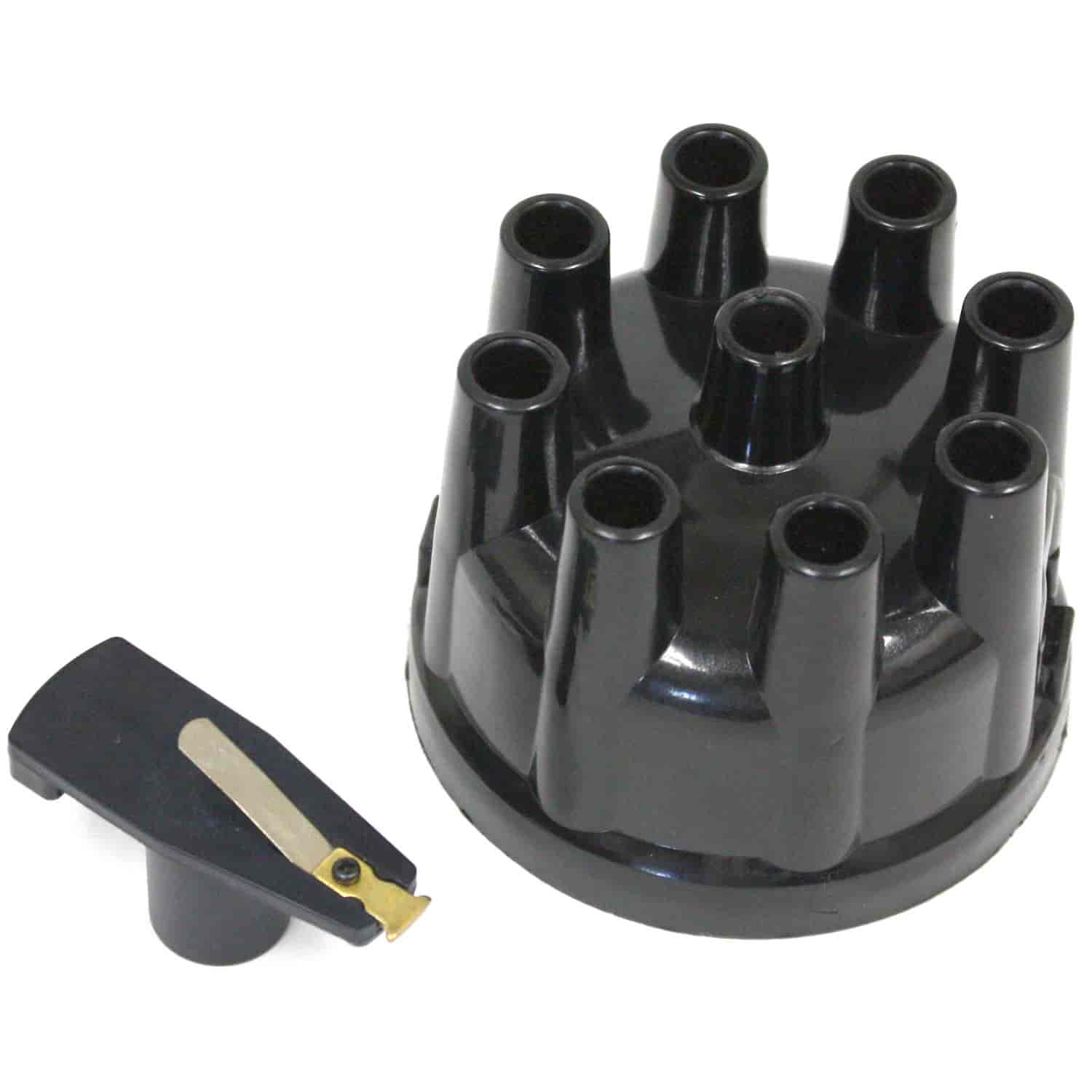 Flame Thrower Black Distributor Cap and Rotor Kit  for 8-Cylinder Ford Cast Distributor