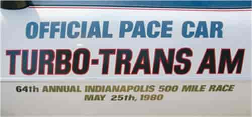 Trans Am Indy 500 Door Decal Kit Kit for 1980 Pontiac Firebird Turbo-Trans Am