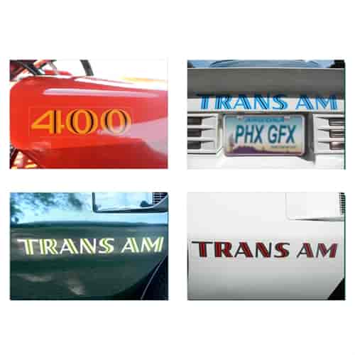 Trans Am Name and Number Set on Clear for 1973 Pontiac Firebird Trans Am