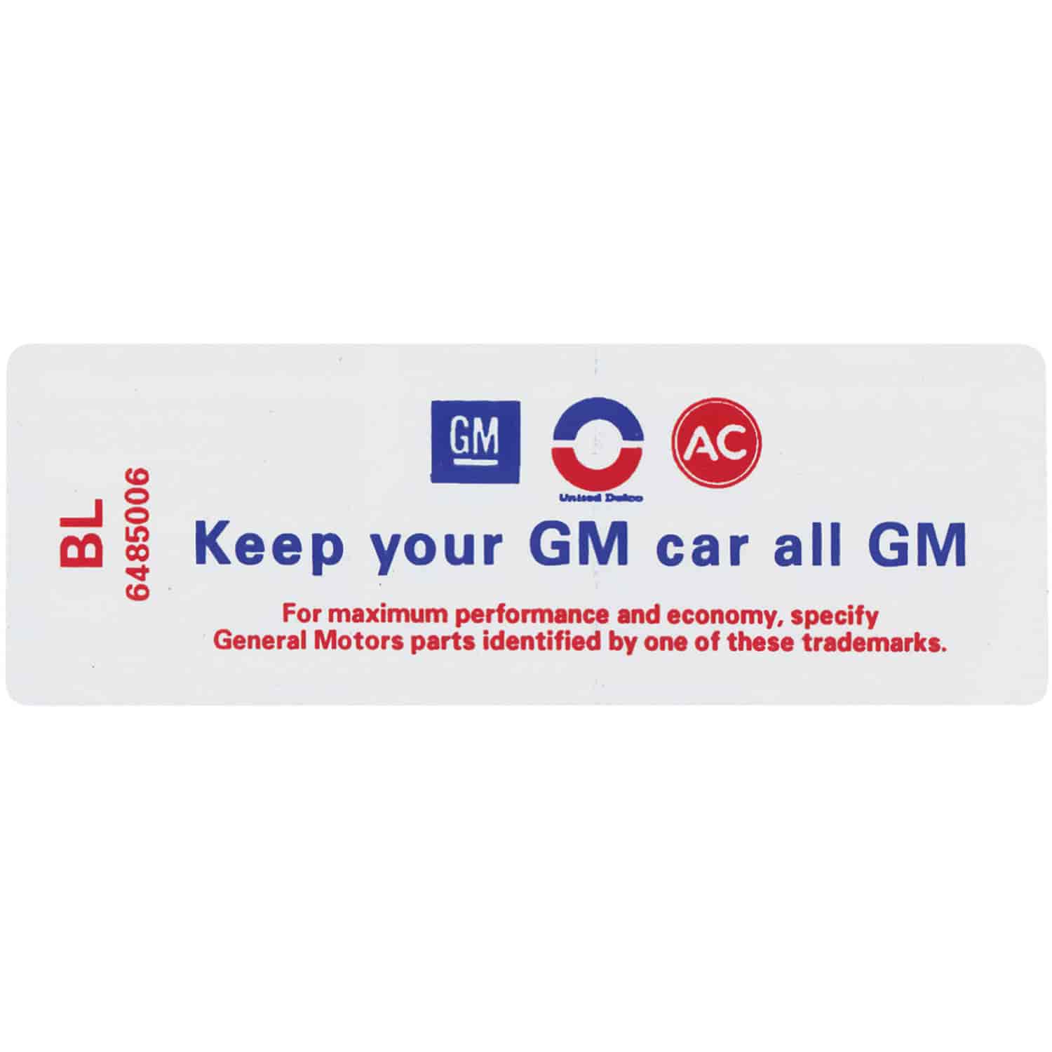 Decal 69 Riviera Air Cleaner GS HD Keep Your GM Car All GM BL 6485006