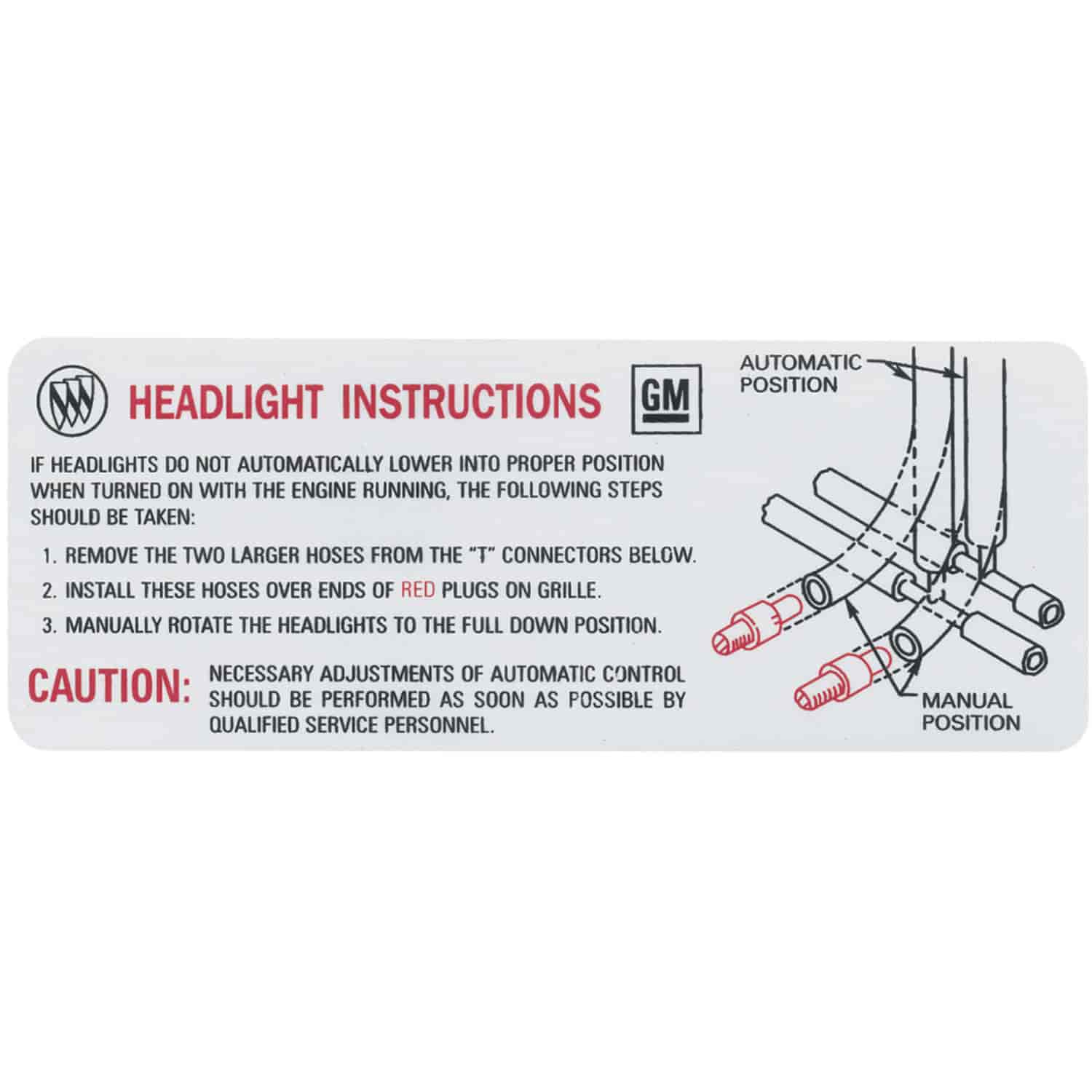 Decal 68-69 Riviera Headlight Instruction