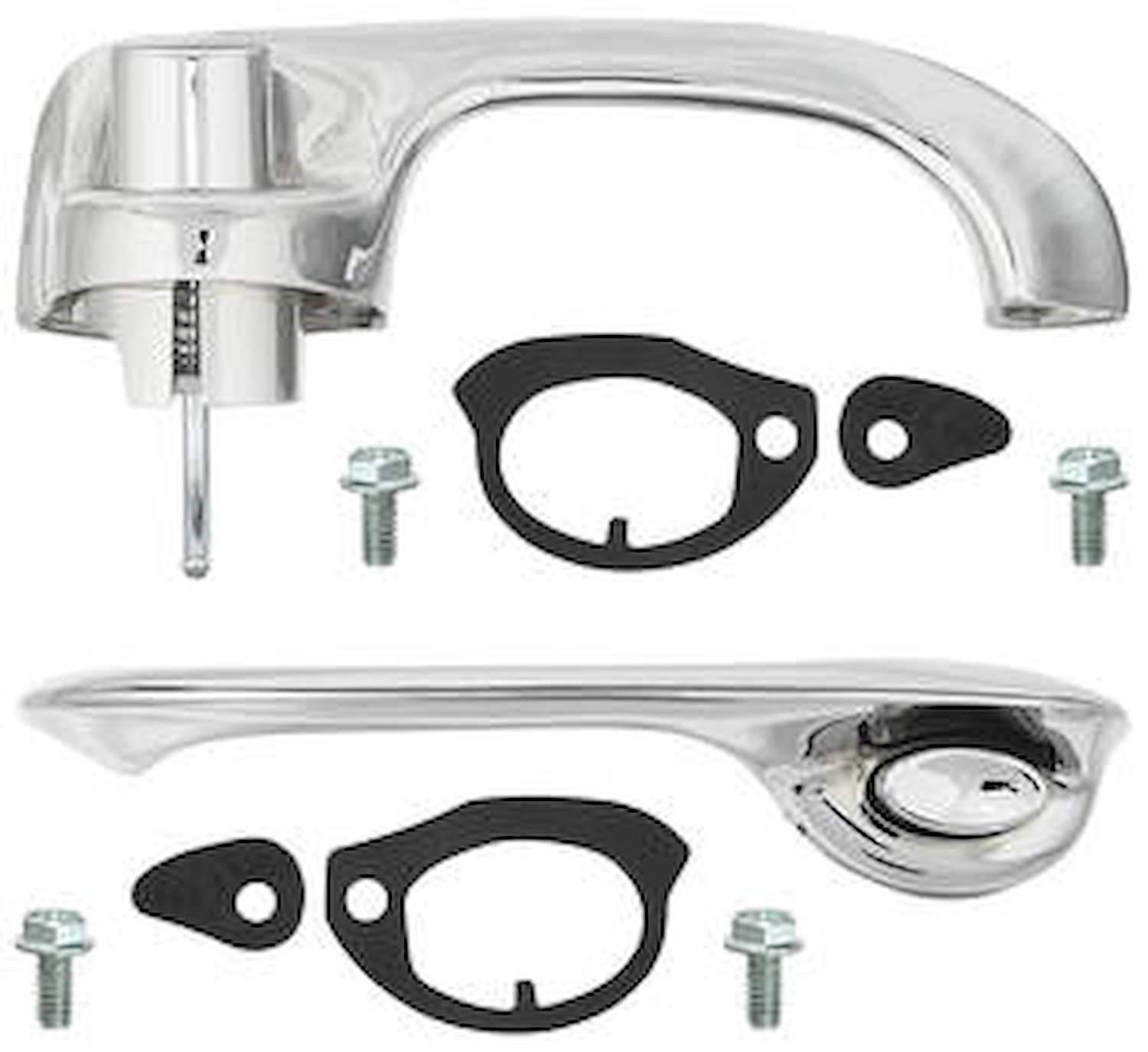 Complete Exterior Front Door Handle Kit for 1968-1969 Chevy Chevelle [Chrome Plated]