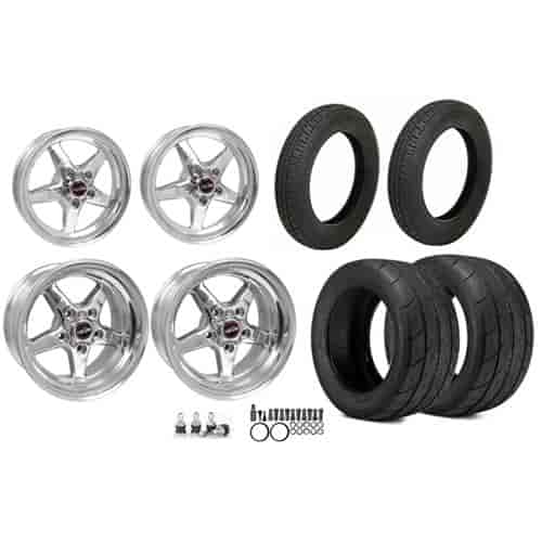 92 Series Drag Star Wheel and Tire Kit Includes: (2) 15" x 3.75" Drag Star Wheels