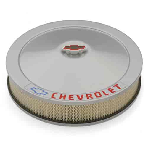 Classic Chevrolet 14"x3" Air Cleaner Kit with Bowtie & Chevrolet Emblem in Metallic Gray Finish