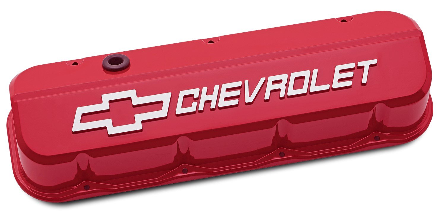 Die-Cast Slant-Edge Valve Covers for 1965-1996 Big Block Chevy 396-454 [Red Finish]