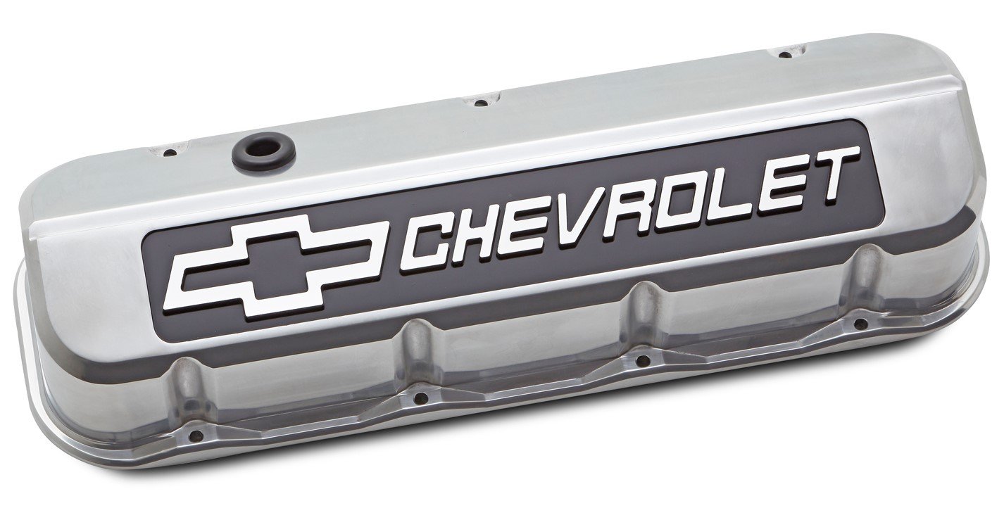 Die-Cast Slant-Edge Valve Covers for 1965-1996  Big Block Chevy 396-454 [Polished Finish]