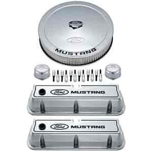 Ford Mustang Valve Cover Dress-Up Kit for Small Block Ford 289-302-351W in Polished Finish