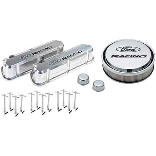 Ford Racing Slant-Edge Valve Cover Kit for Small Block Ford 289-302-351W in Polished Finish