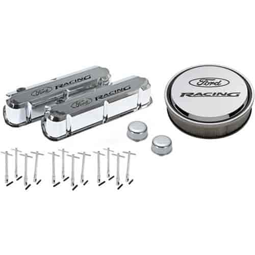 Ford Racing Slant-Edge Valve Cover Kit for Small Block Ford 289-302-351W in Chrome Plated Finish