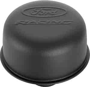 Black Crinkle Push-In Valve Cover Air Breather Cap with Ford RACING Emblem