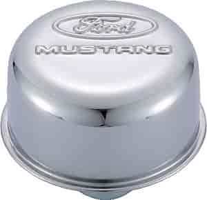 Chrome Push-In Valve Cover Air Breather Cap with Ford MUSTANG Emblem