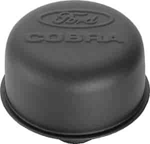 Black Crinkle Push-In Valve Cover Air Breather Cap with Ford COBRA Emblem