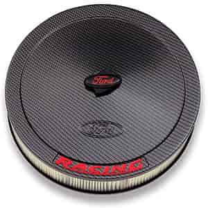 13" Ford Racing Stamped Steel Air Cleaner Kit in Carbon-Style Finish