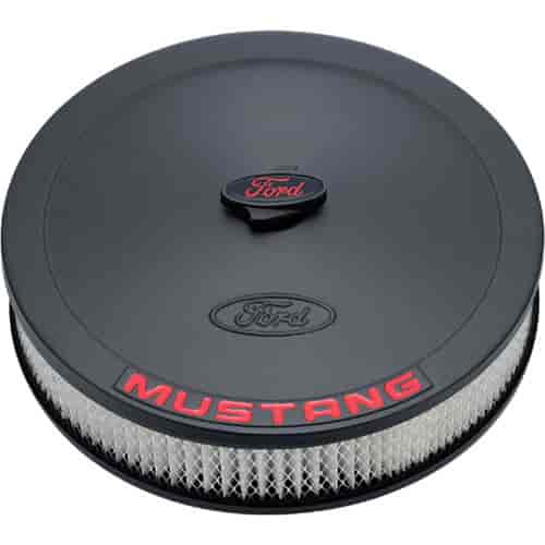 13" Ford Mustang Stamped Steel Air Cleaner Kit in Black Crinkle Finish