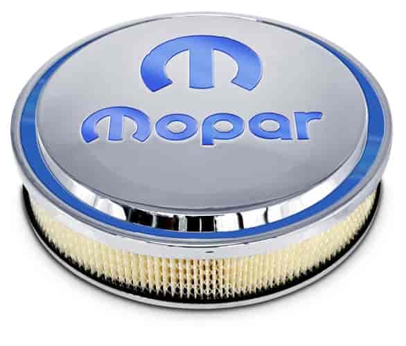 Polished Officially-Licensed Mopar Slant-Edge Air Cleaner [Recessed Blue Emblem]