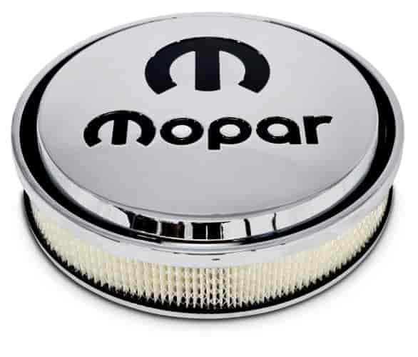Polished Officially-Licensed Mopar Slant-Edge Air Cleaner [Recessed Black Emblem]