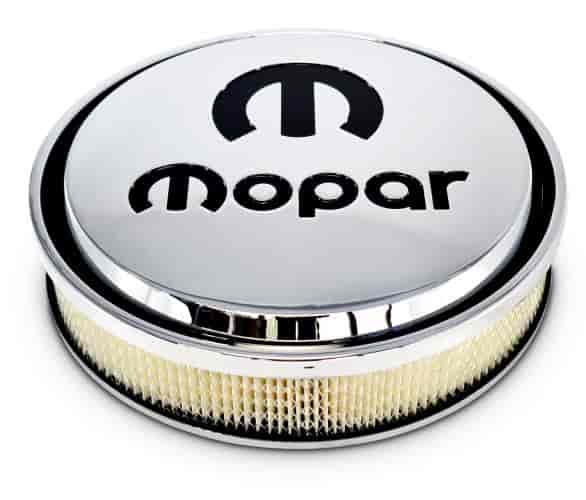 Chrome Officially-Licensed Mopar Slant-Edge Air Cleaner [Recessed Black Emblem]